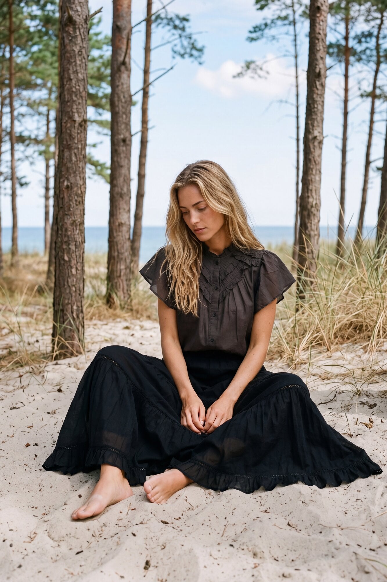 Minsy Voile top - mørkebrun